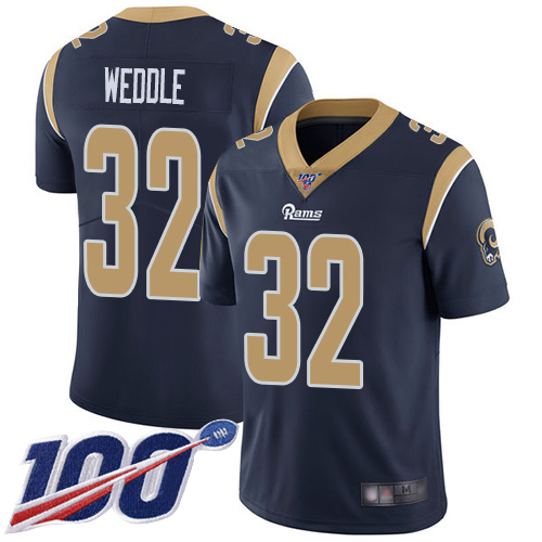 Los Angeles Rams Limited Navy Blue Men Eric Weddle Home Jersey NFL Football #32 100th Season Vapor Untouchable->los angeles rams->NFL Jersey